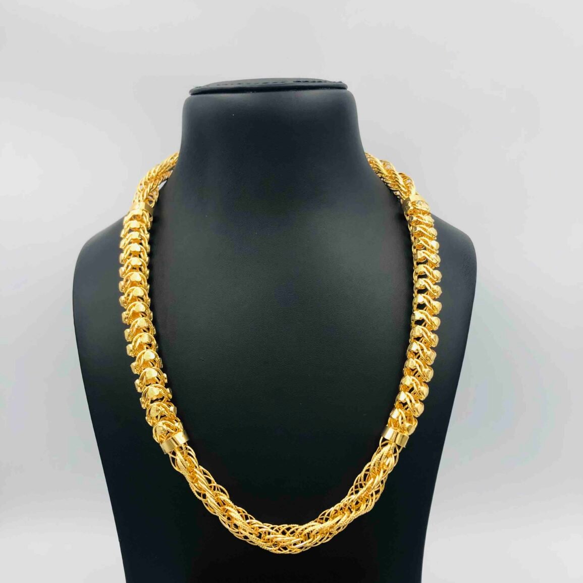 Gold-Plated Textured Link Chain Necklace