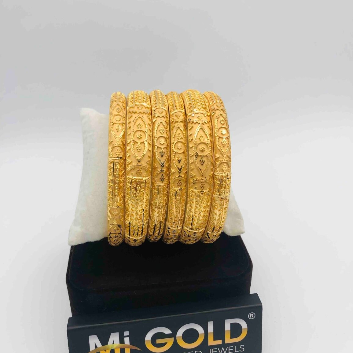 Gold-Plated Patterned Bangle Set of Six