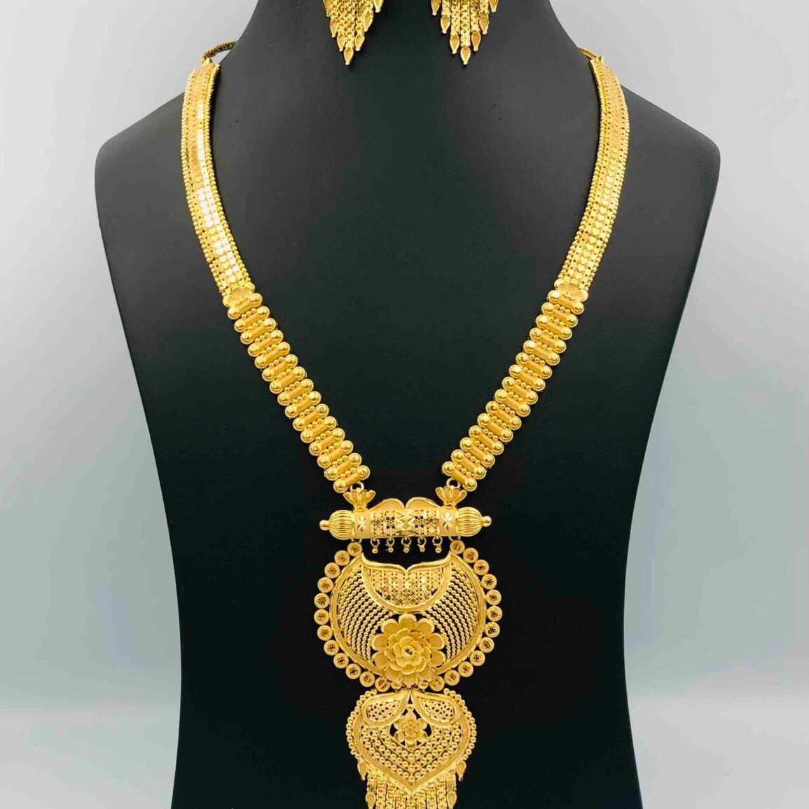 Gold-Tone Long Necklace and Drop Earring Set