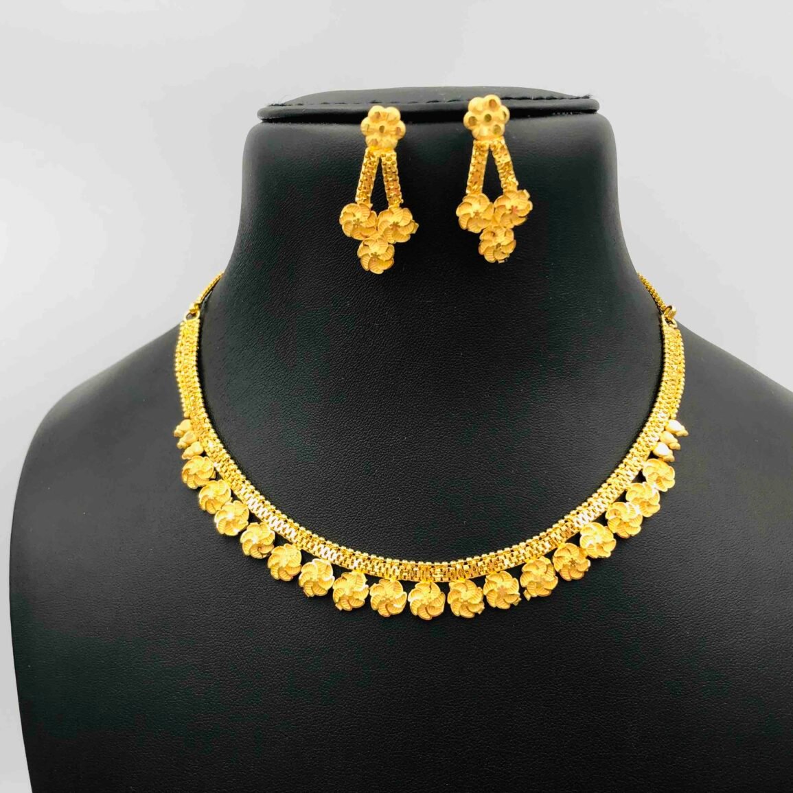 Gold-Plated Floral Necklace and Earring Set